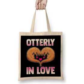 Humuts Cute Otterly In Love Otter Pun Utterly In Love Uzun Saplı Bez Çanta