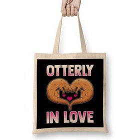 Humuts Cute Otterly In Love Otter Pun Utterly In Love Uzun Saplı Bez Çanta