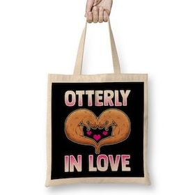 Humuts Cute Otterly In Love Otter Pun Utterly In Love Uzun Saplı Bez Çanta