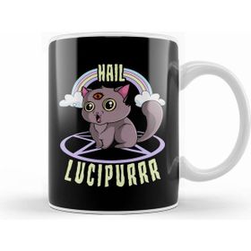 Humuts Cute Satanic Hail Lucipurr Rainbow Kitty Goth Beyaz Kupa
