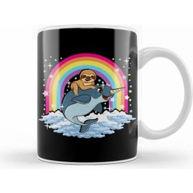 Humuts Cute Sloth Riding Narwhal The Unicorn Of The Sea Beyaz Kupa