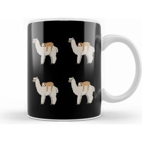 Humuts Cute Sloth Sleeping On Llama Pattern Beyaz Kupa