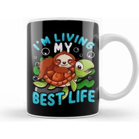Humuts Cute Sloth Turtle Im Living My Best Life Animal Beyaz Kupa