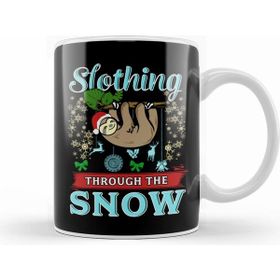 Humuts Cute Slothing Through The Snow Christmas Sloth Beyaz Kupa