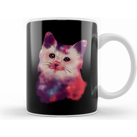 Humuts Cute Space Galactic Artsy Cat Kitten Beyaz Kupa