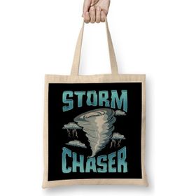 Humuts Cute Storm Chaser Severe Weather Tornado Obsessed Açık Bej Uzun Saplı Bez Çanta