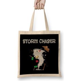 Humuts Cute Storm Chaser Tornado Lovers Severe Weather Açık Bej Uzun Saplı Bez Çanta