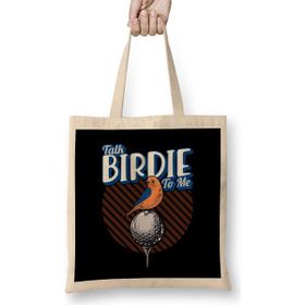 Humuts Cute Talk Birdie To Me Funny Golfing Pun Golfer Açık Bej Uzun Saplı Bez Çanta