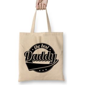 Humuts Cute The Best Daddy New Parent Father Funny Dad Açık Bej Uzun Saplı Bez Çanta