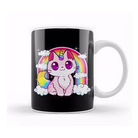 Humuts Cute Unicorn Cat Adorable Smiling Rainbow Kitty Kupa Bardak