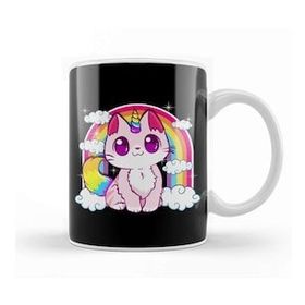 Humuts Cute Unicorn Cat Adorable Smiling Rainbow Kitty Kupa Bardak