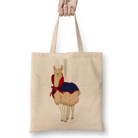 Humuts Cute Vampire Llama Halloween Funny Vampire Llama Uzun Saplı Açık Bej Bez Çanta