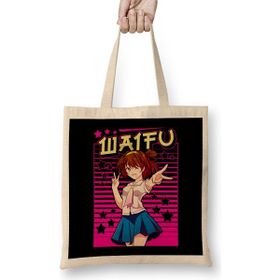 Humuts Cute Waifu Anime Girl Adorable Japanese Manga Bez Açık Bej Uzun Saplı Çanta