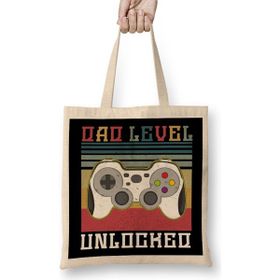 Humuts Dad Level Unlocked Gaming New Dad Baby Announcement Fathers Day Daddy To Be Video Game First 06 Bez Çanta