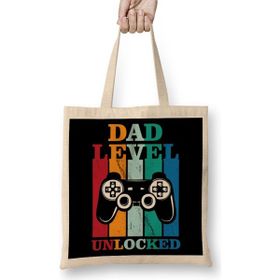 Humuts Dad Level Unlocked Gaming New Dad Baby Announcement Fathers Day Daddy To Be Video Game First 07 Bez Çanta