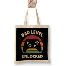 Humuts Dad Level Unlocked Gaming New Dad Baby Announcement Fathers Day Daddy To Be Video Game First Bez Çanta