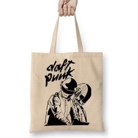 Humuts Daft Punk 02 Açık Bej Uzun Saplı Bez Çanta