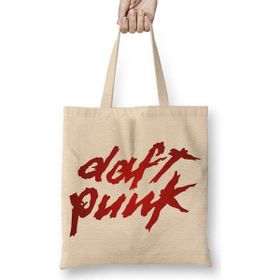 Humuts Daft Punk 03 Açık Bej Uzun Saplı Bez Çanta