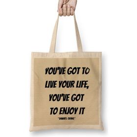 Humuts Daniel Craig Quotes Gift Açık Bej Uzun Saplı Bez Çanta