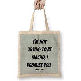 Humuts Daniel Craig Quotes Gift Açık Bej Uzun Saplı Bez Çanta