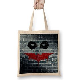 Humuts Dark Knight Joker Batman Açık Bej Uzun Saplı Bez Çanta
