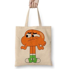 Humuts Darwin Watterson Gumball Açık Bej Uzun Saplı Bez Çanta