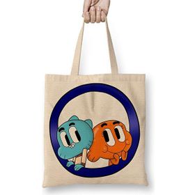 Humuts Darwin Watterson Gumball Açık Bej Uzun Saplı Bez Çanta