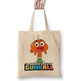 Humuts Darwin Watterson the Amazing World of Gumball Uzun Saplı Açık Bej Bez Çanta