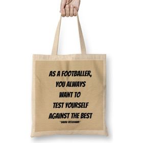Humuts David Beckham Quotes Gift-Vintage Retro Rainbow Style Uzun Saplı Açık Bej Bez Çanta
