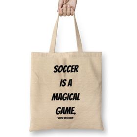 Humuts David Beckham Quotes Gift-Vintage Retro Rainbow Style Uzun Saplı Açık Bej Bez Çanta