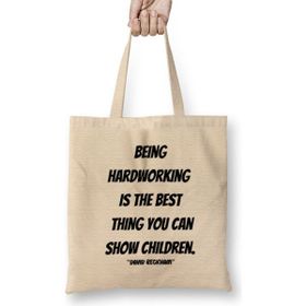Humuts David Beckham Quotes Gift-Vintage Retro Rainbow Style Uzun Saplı Açık Bej Bez Çanta