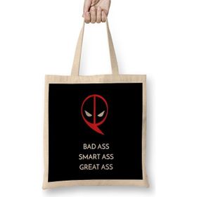 Humuts Deadpool Badass Smartass Greatass Funny Joke Deadpool Parody 04 Bez Kadın Günlük Çanta