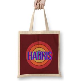 Humuts Democrat Kamala Harris 2024 - Vintage Retro Rainbow Style Uzun Saplı Bez Çanta