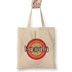 Humuts Democrat Kamala Harris 2024 - Vintage Retro Rainbow Style Uzun Saplı Bez Çanta