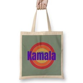 Humuts Democrat Kamala Harris 2024 - Vintage Retro Rainbow Style Uzun Saplı Bez Çanta