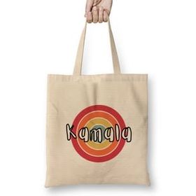 Humuts Democrat Kamala Harris 2024 - Vintage Retro Rainbow Style Uzun Saplı Bez Çanta