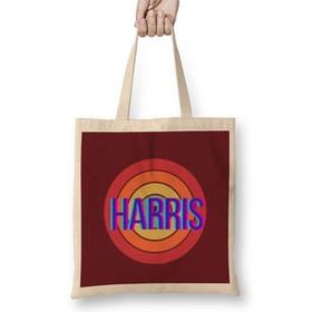 Humuts Democrat Kamala Harris 2024 - Vintage Retro Rainbow Style Uzun Saplı Bez Çanta