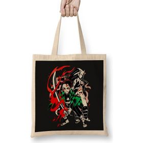 Humuts Demon Slayer Açık Bej Uzun Saplı Bez Çanta