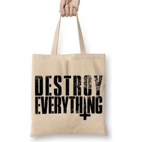 Humuts Destroy Everythıng Rammstein Açık Bej Uzun Saplı Bez Çanta