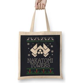 Humuts Die Hard Nakatomi Towers Christmas Açık Bej Uzun Saplı Bez Çanta