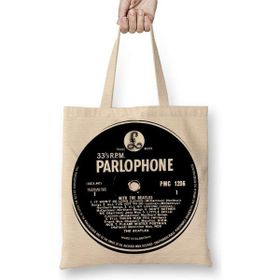 Humuts Disco Tag Parlophone Açık Bej Uzun Saplı Bez Çanta