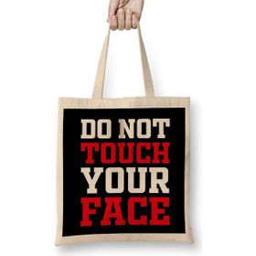 Humuts Do Not Touch Your Face Açık Bej Uzun Saplı Bez Çanta
