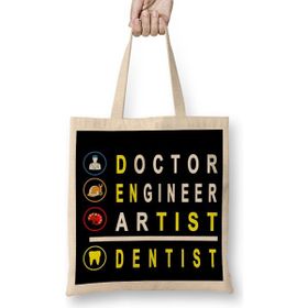 Humuts Doctor Engineer Artist Dentist 025 Uzun Saplı Açık Bej Bez Çanta