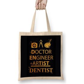 Humuts Doctor Engineer Artist Dentist 07 Uzun Saplı Açık Bej Bez Çanta