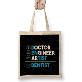 Humuts Doctor Engineer Artist Dentist 08 Uzun Saplı Açık Bej Bez Çanta