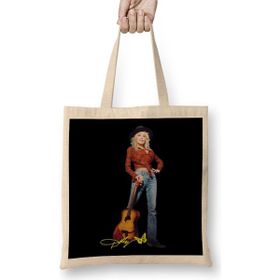Humuts Dolly Parton Jolene Jolene Love 01Açık Bej Uzun Saplı Bez Çanta