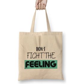 Humuts Don't Fıght The Feelıng Açık Bej Uzun Saplı Bez Çanta
