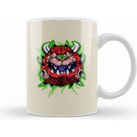 Humuts Doom Cacodemon Front and Back Tee a Beyaz Kupa