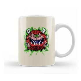 Humuts Doom Cacodemon Front and Back Tee a Beyaz Kupa