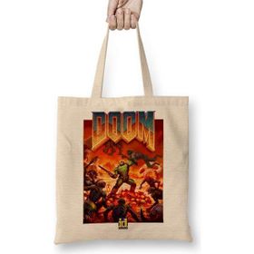 Humuts Doom Hurt Me Plenty Açık Bej Uzun Saplı Bez Çanta